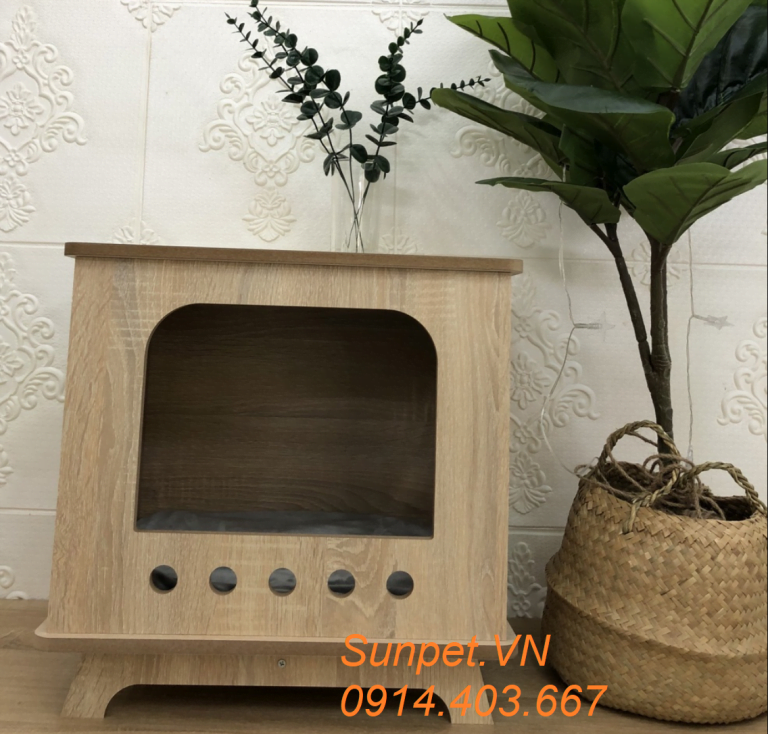 Nhà gỗ cho mèo, chuồng mèo gỗ