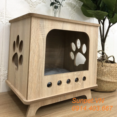 Nhà gỗ cho mèo T40 Nhà gỗ cho mèo, chuồng mèo gỗ