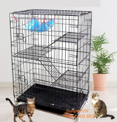 lồng mèo 4 tầng sắt sơn tĩnh điện Lồng mèo 4 tầng sắt sơn tĩnh điện cho mèo